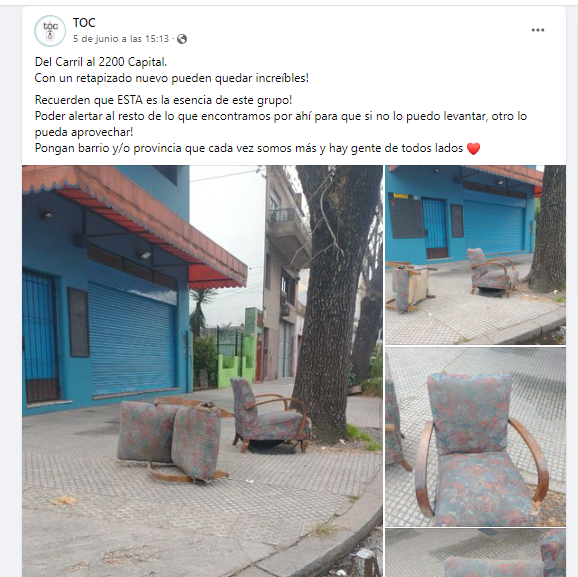 La gente comparte las cosas que encuentra en la basura para que otros los aprovechen