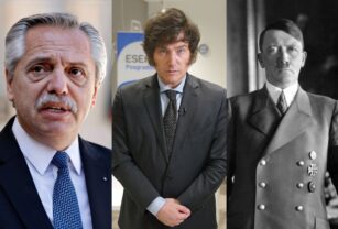 alberto fernandez, javier milei y adolf hitler