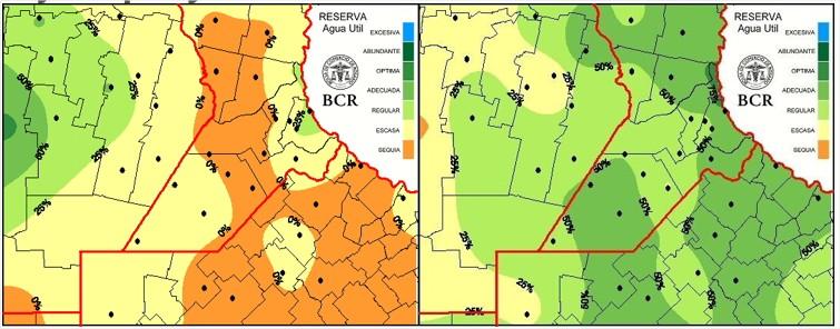 Reserva útil de agua zona núcleo comparación