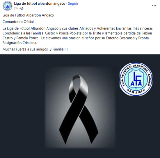 publicación redes sociales por la muerte de la pareja
