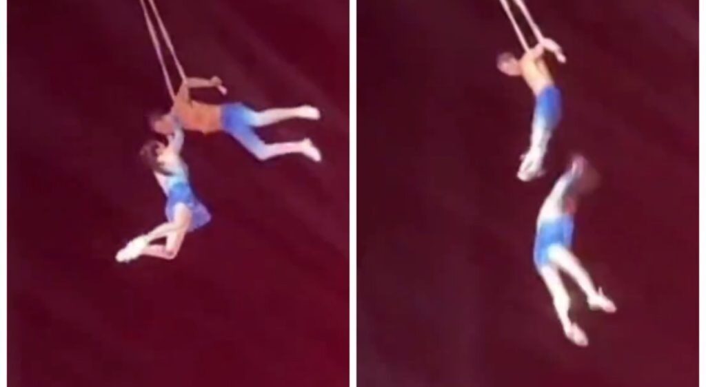 El momento de la caída de la trapecista.