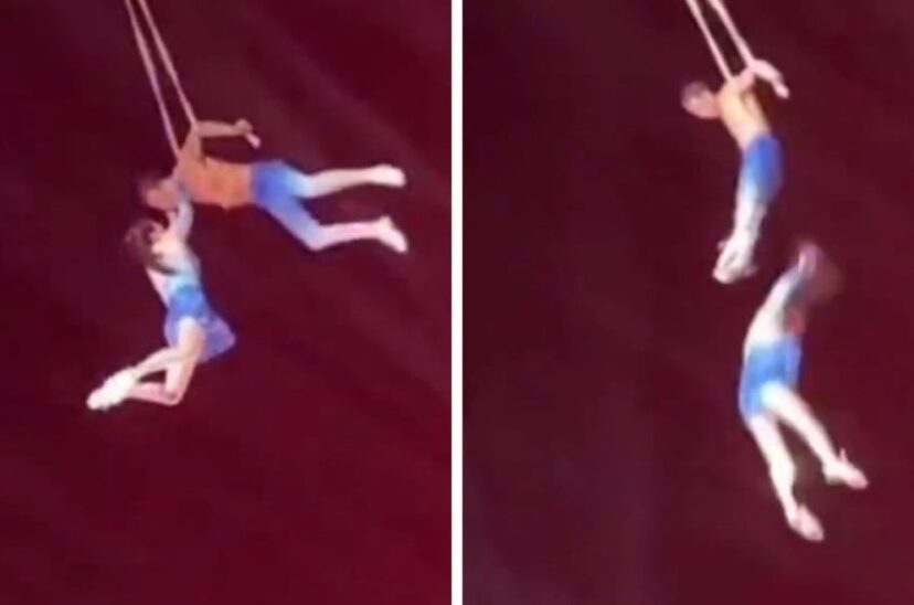 El momento de la caída de la trapecista.