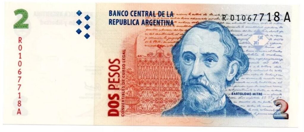 billete de dos pesos