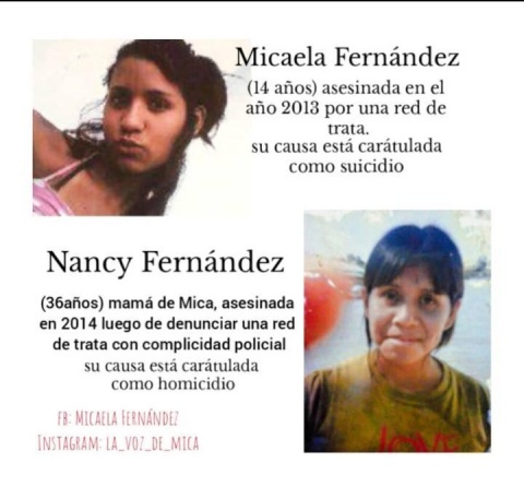 cartel en reclamo de Justicia por Nancy y Micaela Fernández