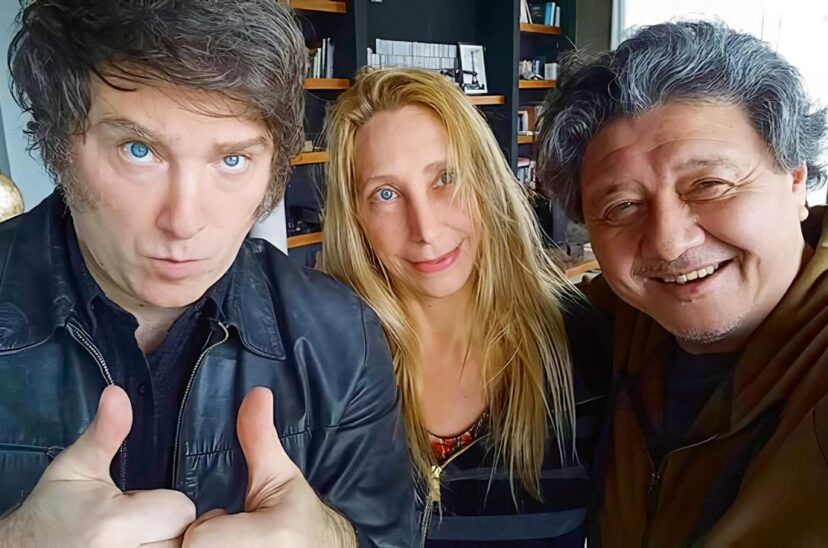 Javier y Karina Milei con Carlos Kikuchi