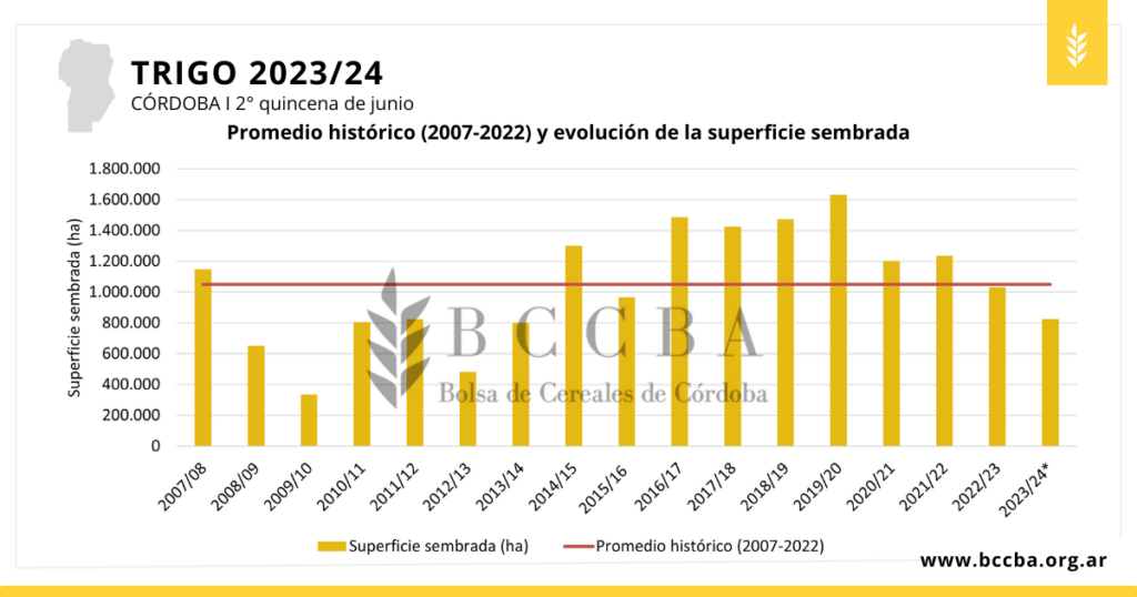 superficie siembra gráfico córdoba trigo