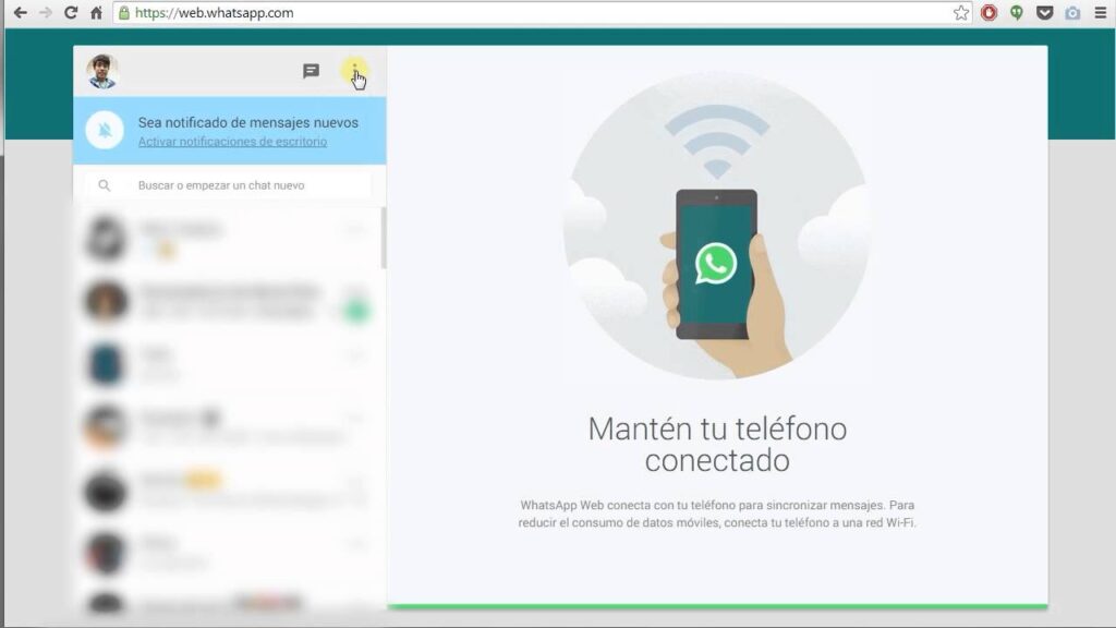 La página de WhatsApp
