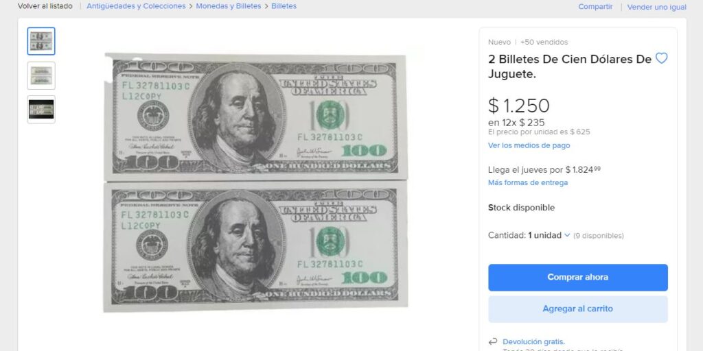 billetes de juguete