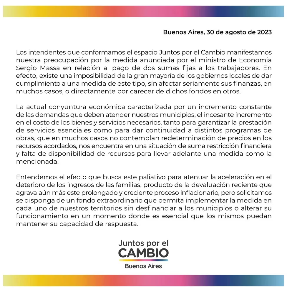 comunicado a kicillof