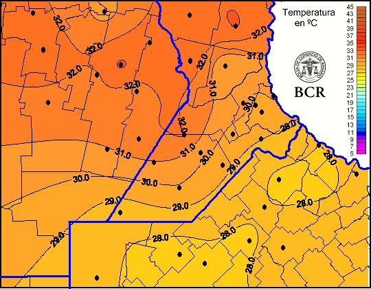 temperaturas máximas zona núcleo agosto