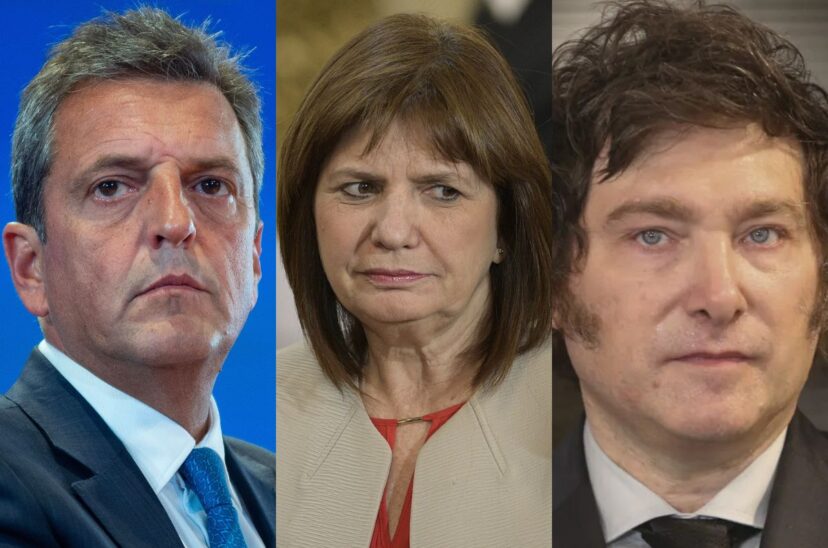 Massa, Bullrich y Milei zanchetta