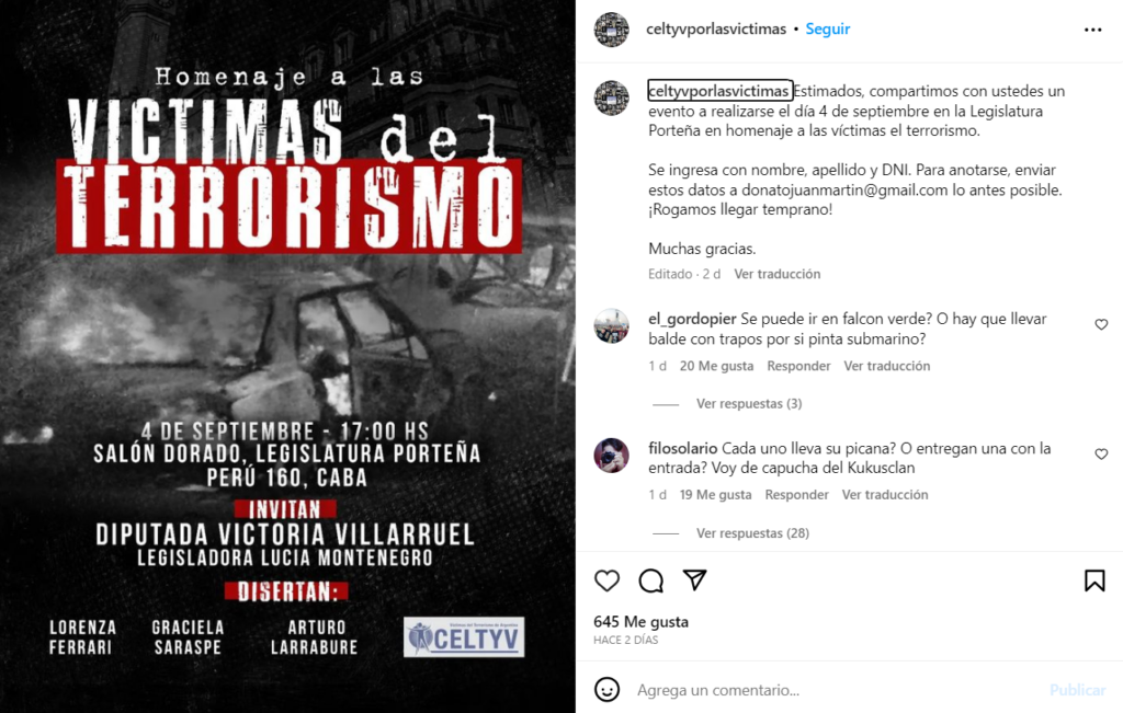 Homenaje víctimas de terrorismo