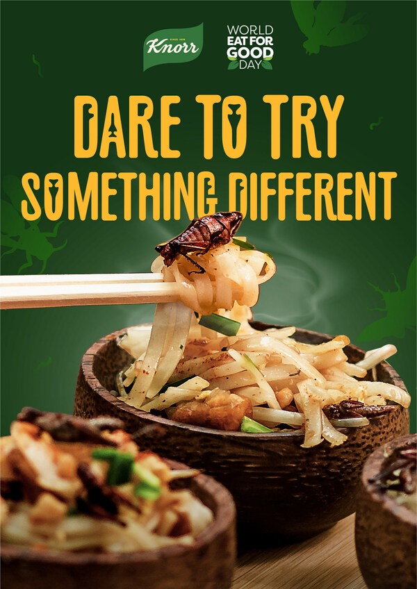 Afiche publicitario de la empresa Knorr promoviendo la ingesta de insectos.