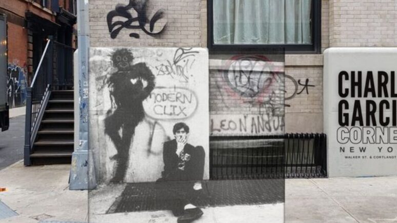 La esquina de la portada de Clics Modernos, disco de Charly García