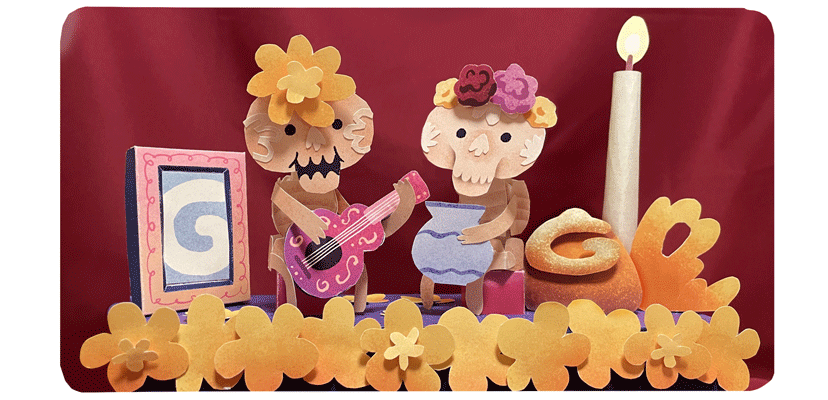 Doodle del Día de los Muertos.