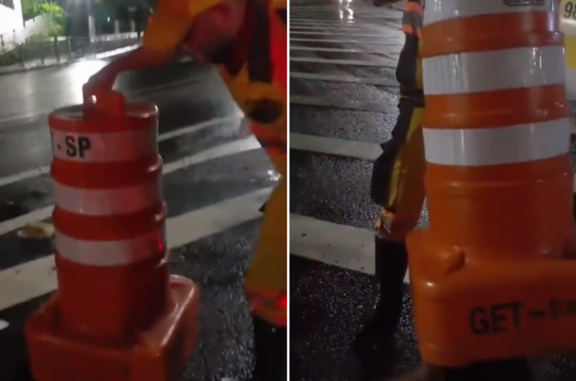 hombre metido en un cono
