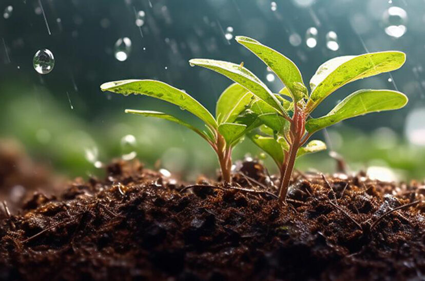alimentos sostenibles luz LED lluvias germinación