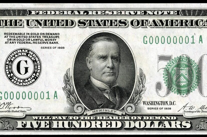 billete de 500 dólares frente