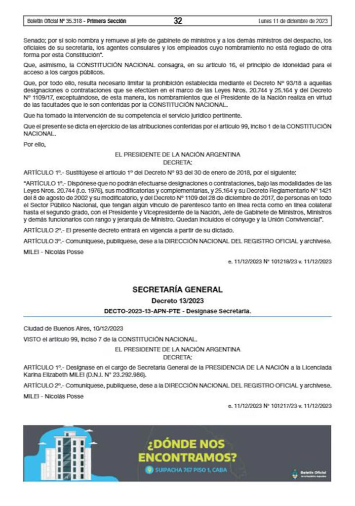 decreto milei
