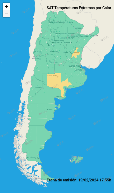Mapa de temperaturas extremas del SMN - Tiempo