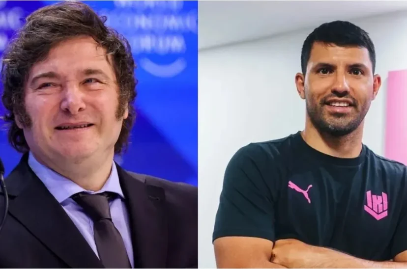 Milei y Kun Agüero