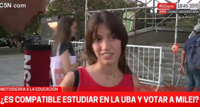 Estudiante de la UBA que criticó las medidas de Milei