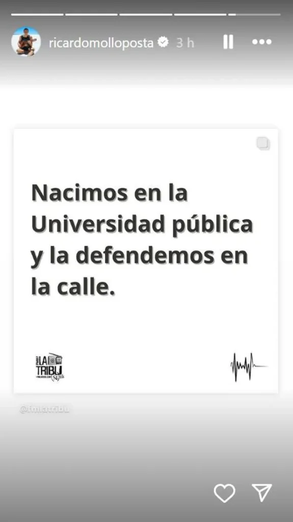 Mensaje de Mollo sobre la Marcha Universitaria.