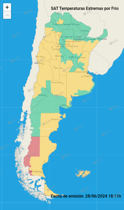 alertas por frío del SMN.