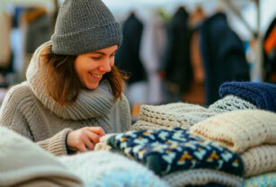 Persona comprando ropa barata de invierno