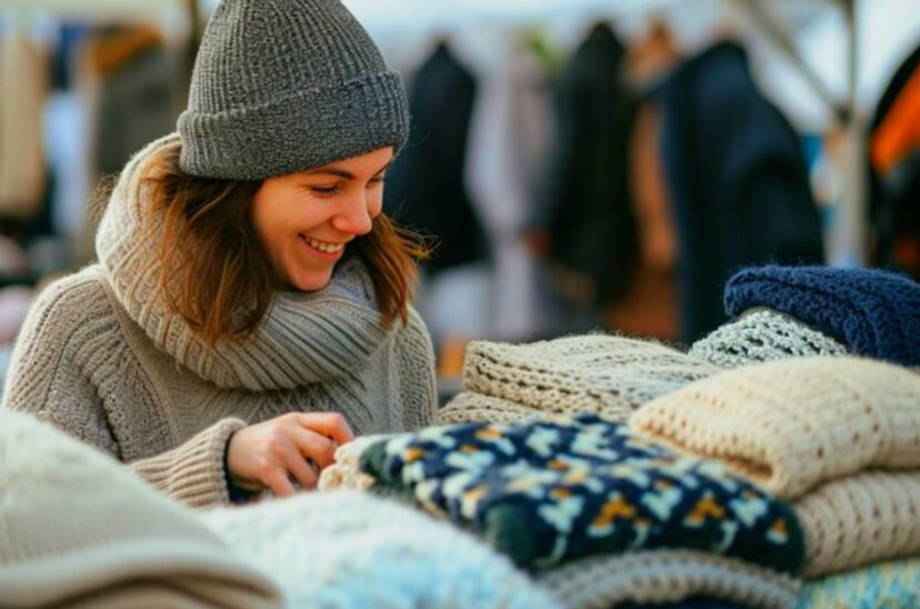 Persona comprando ropa barata de invierno