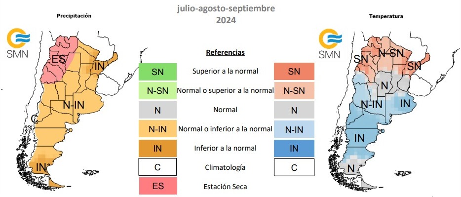 Informe frío y precipitaciones SMN.