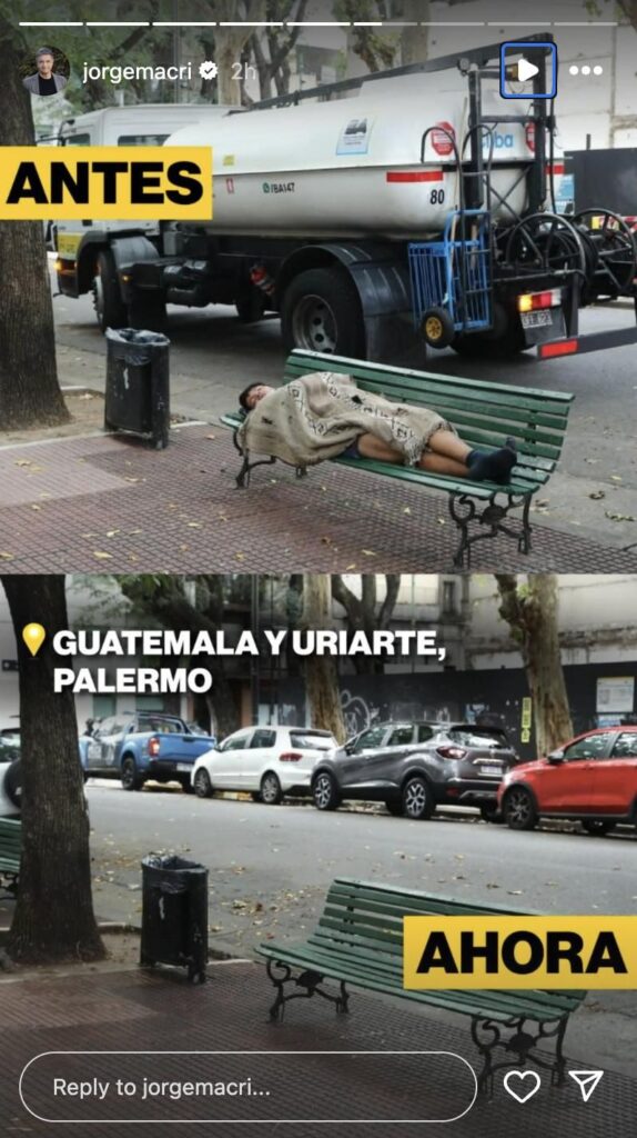 publicación de Jorge Macri sobre personas en situación de calle.