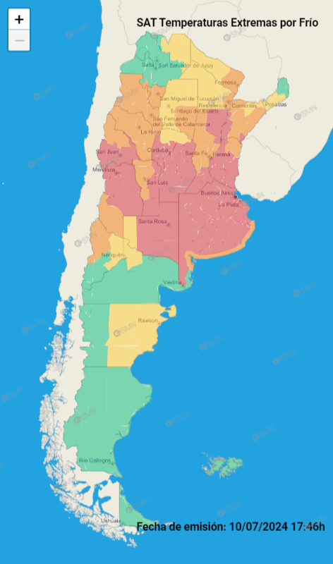 Alertas por frío del SMN