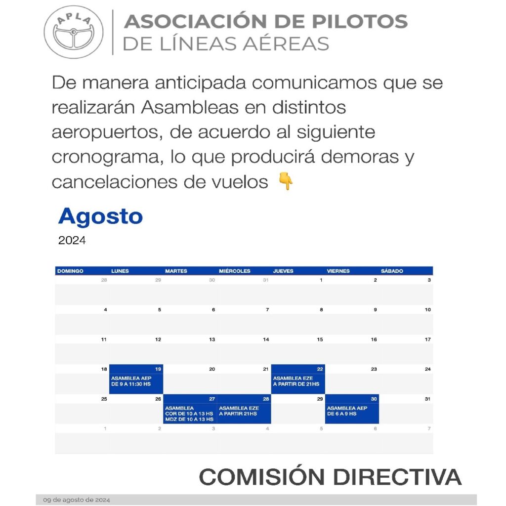 Luego del paro de maleteros, habría medidas de los pilotos.