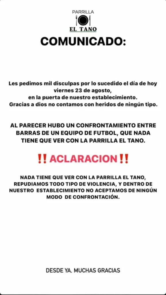 Comunicado tiroteo Independiente