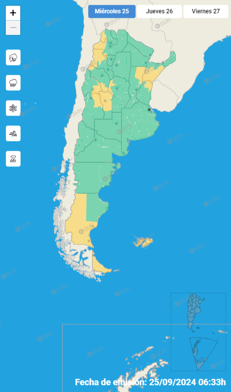 Mapa de alertas del SMN.
