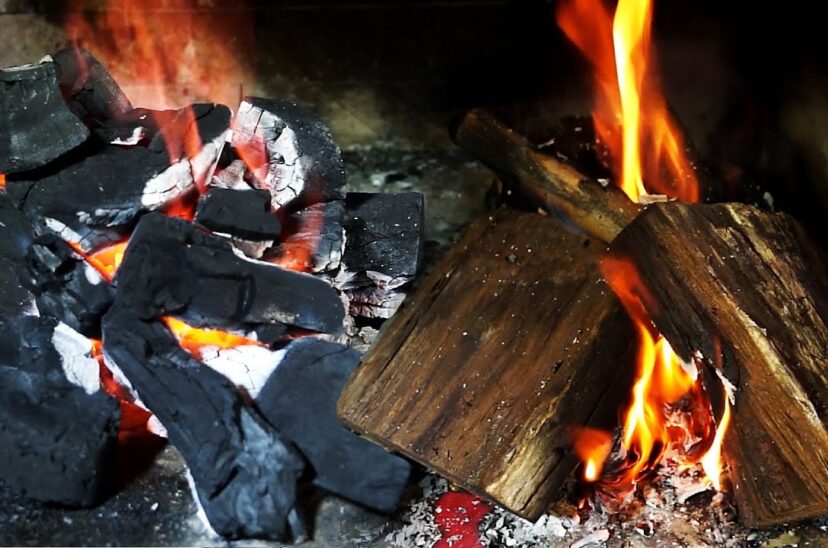 carbón leña parrilla