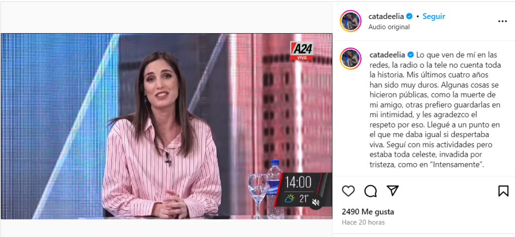 El posteo de Cata de Elía