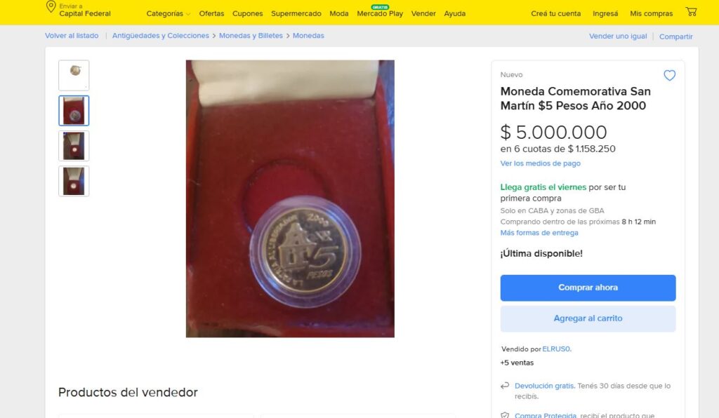 publicación de MercadoLibre
