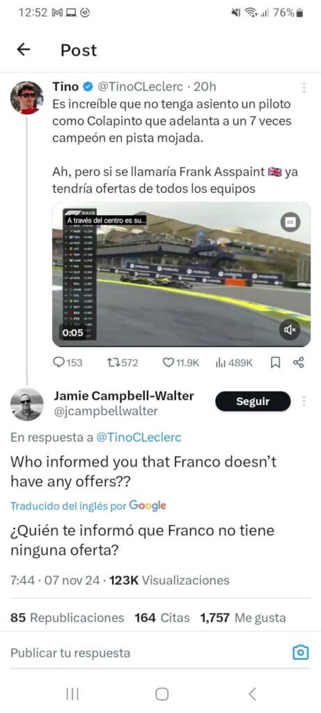 manager colapinto formula 1