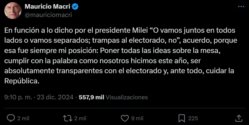 tuit de Macri