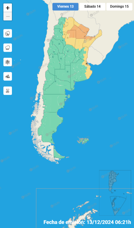 Mapa de alertas del SMN.