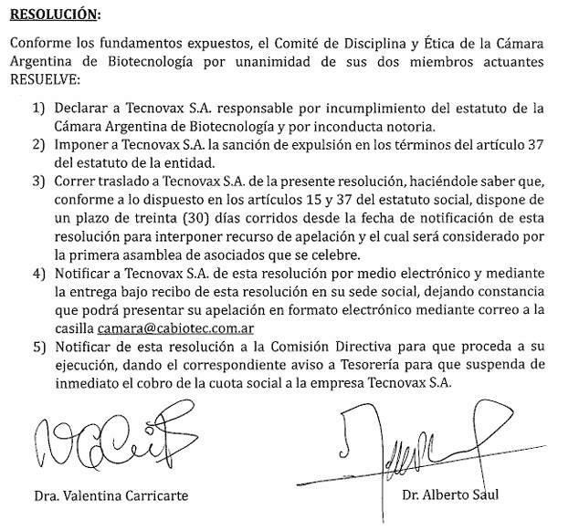 resolución CAB tecnovax
