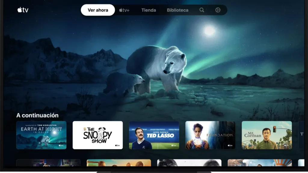 Inicio de Apple TV.