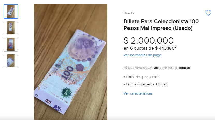 billete de 100 mercadolibre