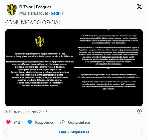 comunicado denuncia básquet