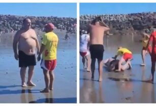pelea guardavidas playa