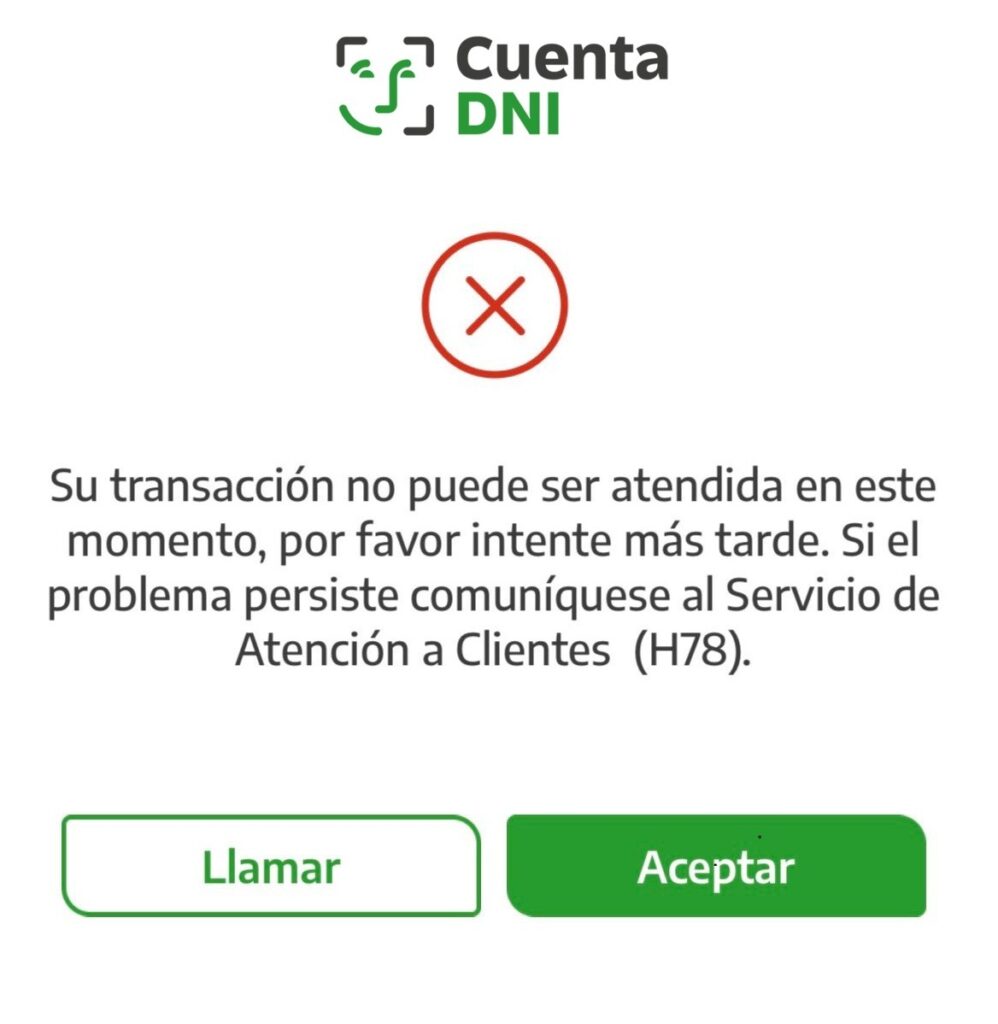 Cuenta DNI Fallo