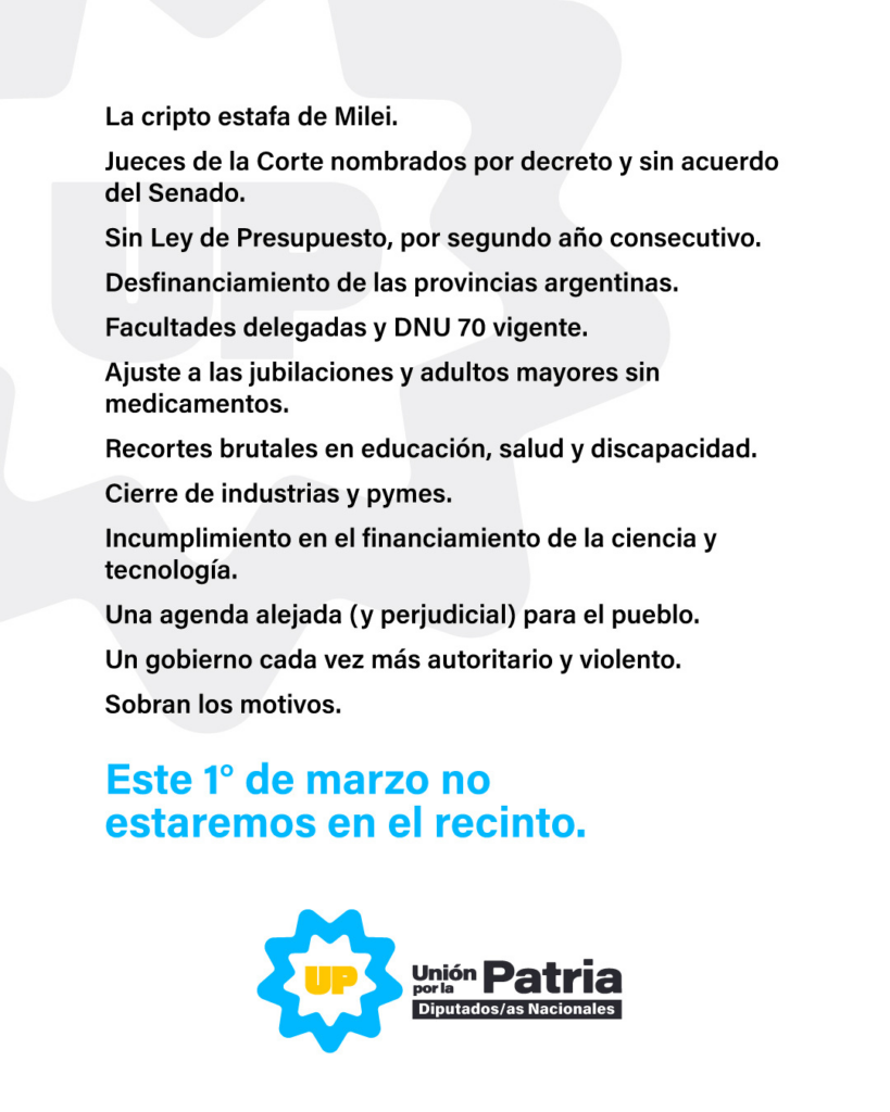 Comunicado de Unión por la Patria.