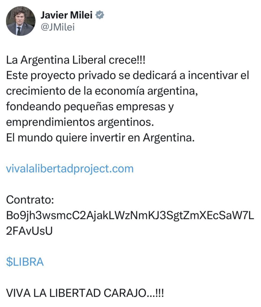 el tuit de Milei sobre LIBRA.